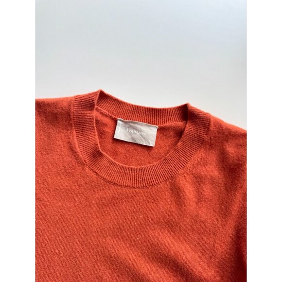 EVERLANE Orange 100% Cashmere Knit Lantern Sleeve Crew Neck Sweater, Size S - Picture 6 of 13